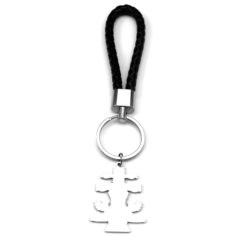 Catholic Caravaca Cross Saint Benedict Key Ring for Women Men Stainless Steel Gold Color Angel INRI Key Chain Jewelry Gift