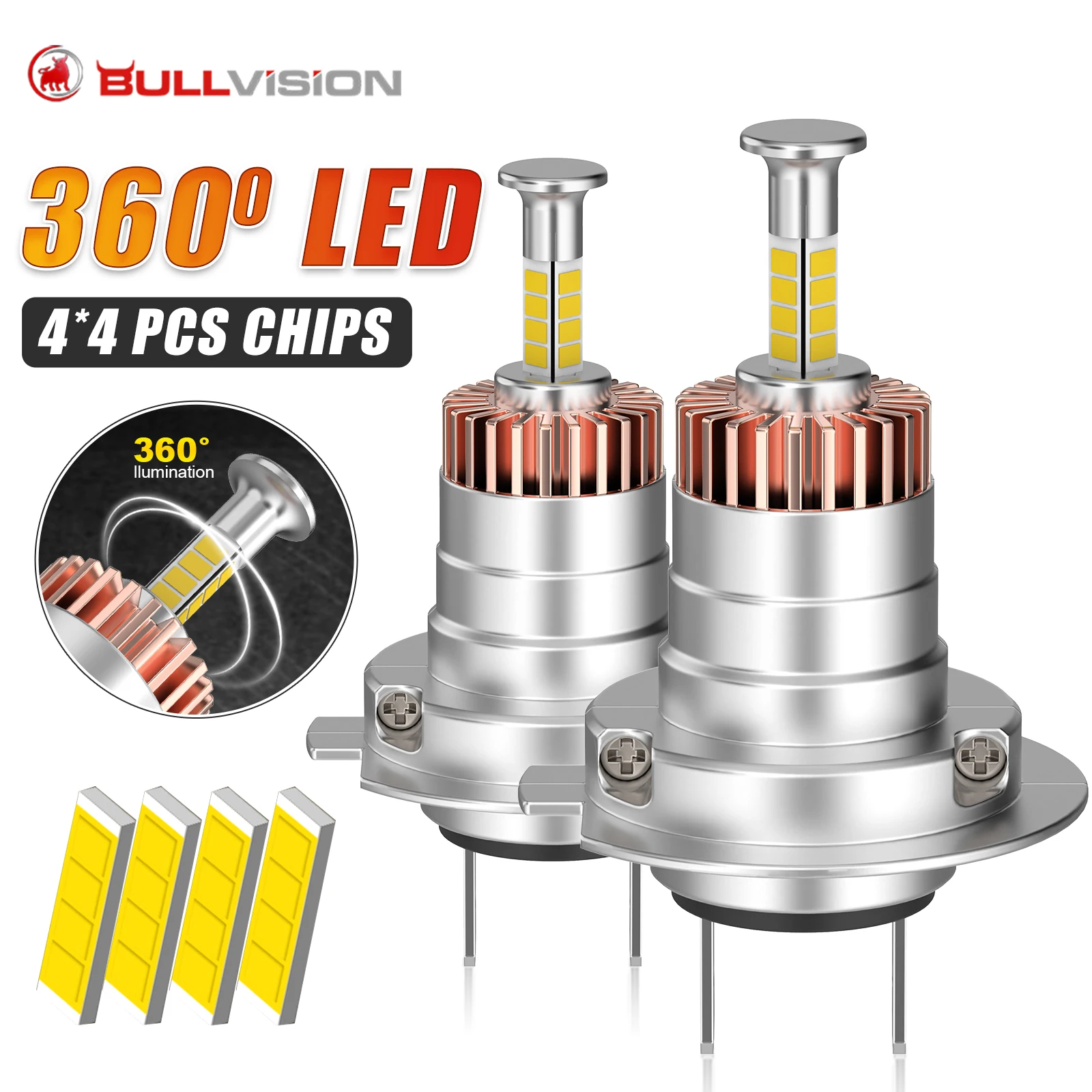 360 H7 LED Headlight Bulb Canbus Mini Wireless 1200W 6000K 4 Sides CSP Chip For LED Car Headlamp Auto Diode 1:1 Turbo LED 12V