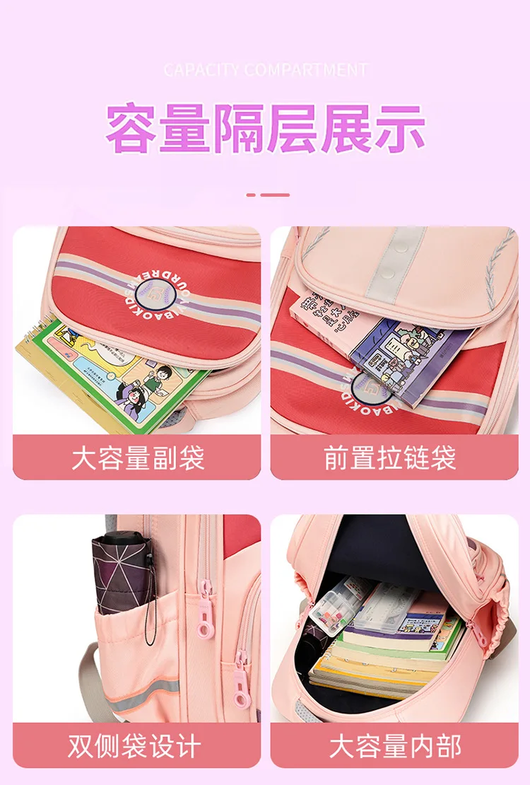 school bag Kids backpack water proof Preschool Ages 6-18 Spine protection Reduce the burden Large capacity
