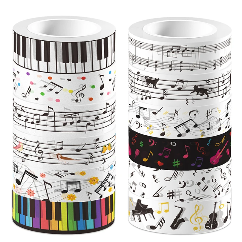 Imagem -02 - Notas Musicais Cinta Fita Adesiva Teclas de Piano Washi Tape Material Escolar Decoração do Diário Scrapbooking 12 Pcs