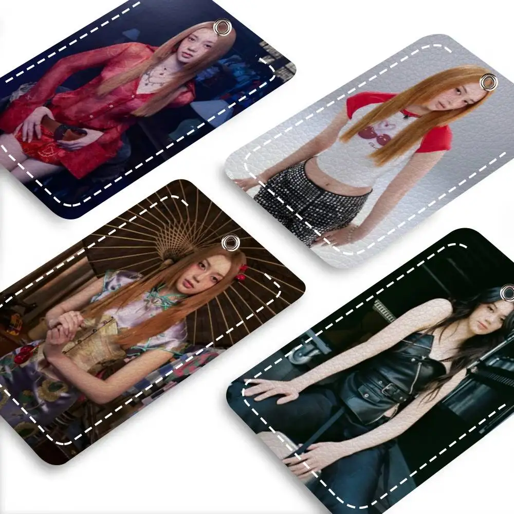 

Держатель для карт KPOP MEGAN K-KATSEYE, подходит для кредитных карт, проездных билетов, мягкий кожаный прямоугольный брелок-ключница, защитный чехол