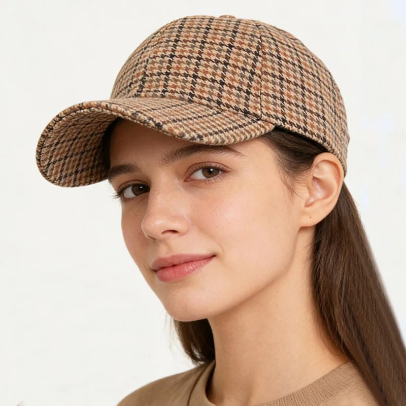 British Plaid Print Baseball Cap Spring Autumn Unisex Casual Sun-Protection Hat for Men And Women