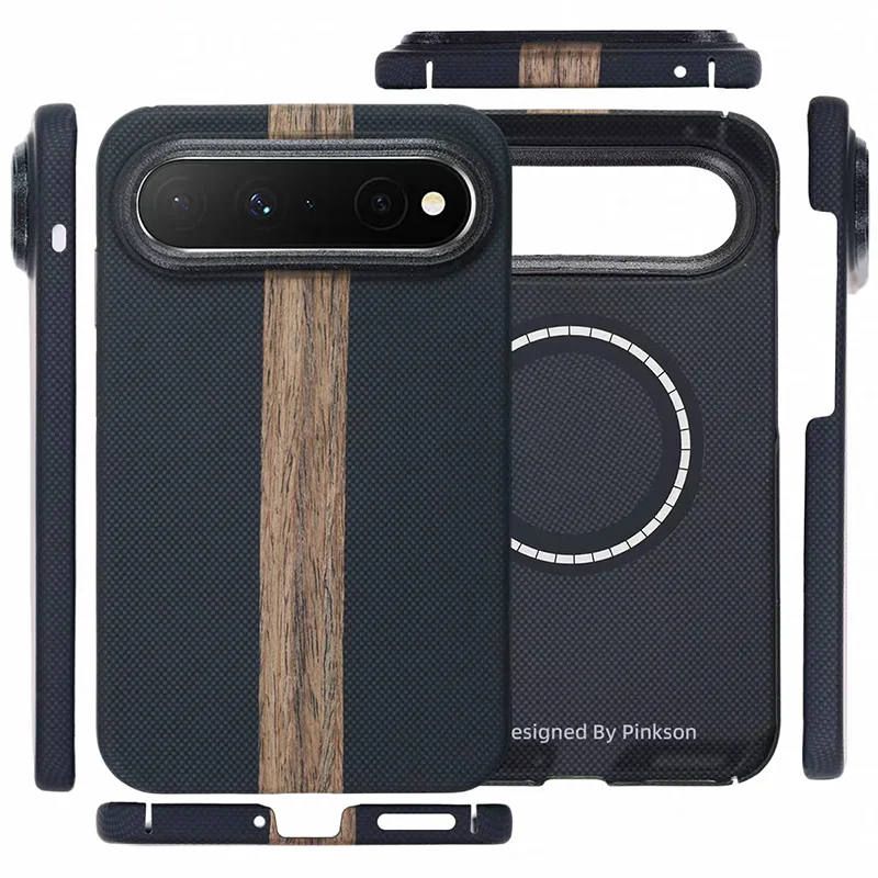 Pinkson Magnetic Carbon Fiber Case For Huawei Pura X View Kevlar Wireless Charging Back Cover Case for HUAWEI PURA X VIEW