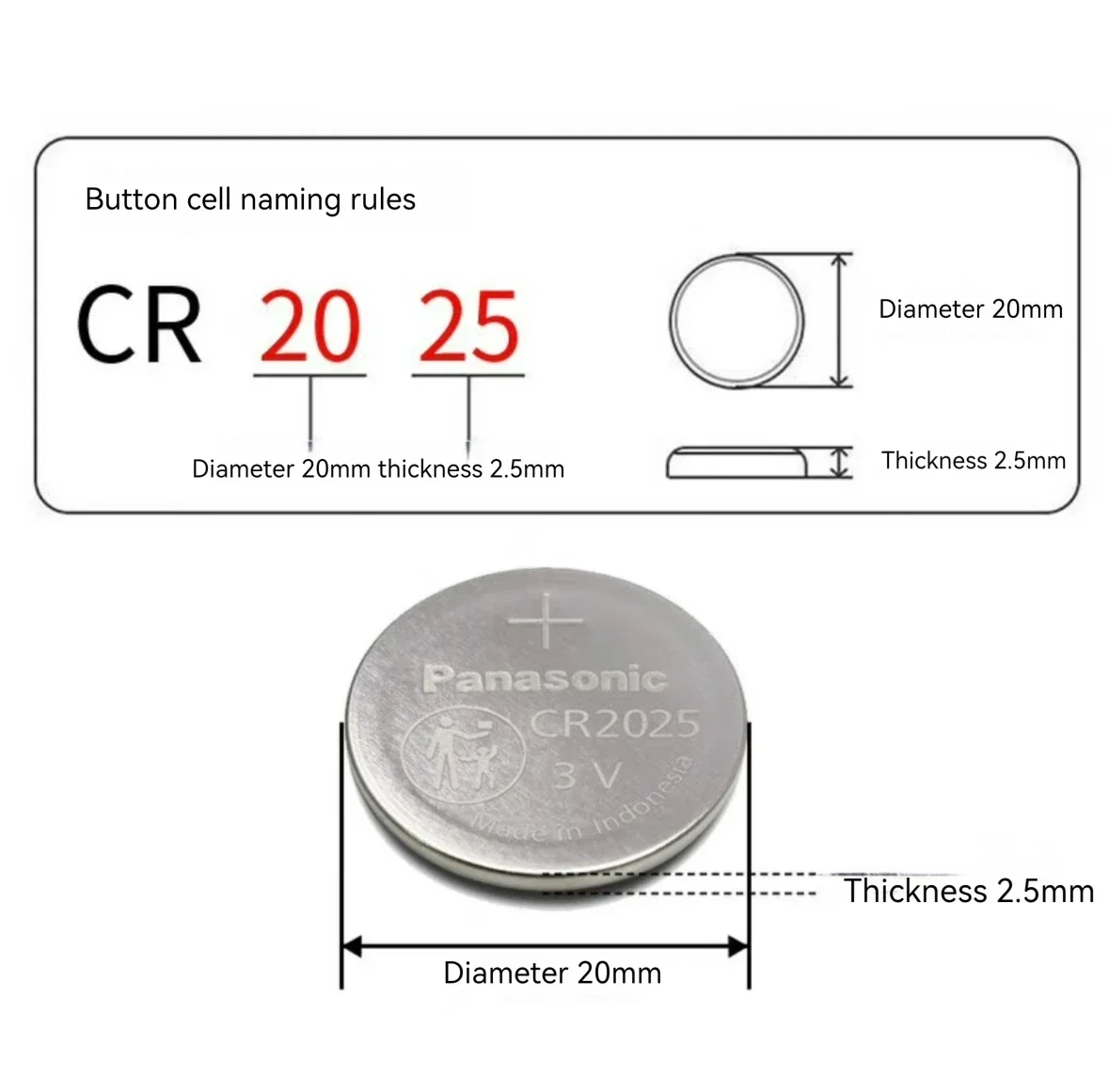 Panasonic CR2025 3V Lithium Button Battery DL2025 BR2025 5003LC 2025 Coin Cells for Watch Remote Control Calculator +screwdriver