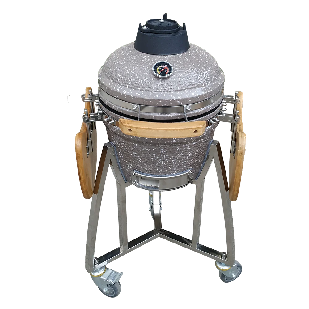 Baking Smoking Grilling 3 in 1 Kamado Ceramic BBQ Grill Stainless Steel Frame Outdoor Kitchen Kamado
