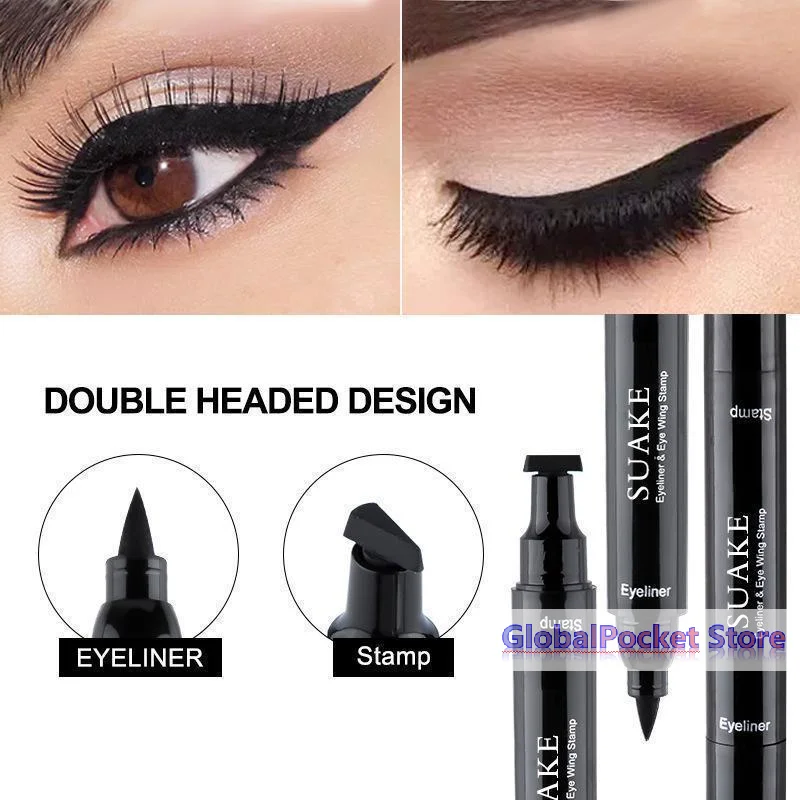 Waterproof Liquid Eyeliner Pen - [TG823]2PCS Black Eyeliner Double-ended Quick-drying Seal