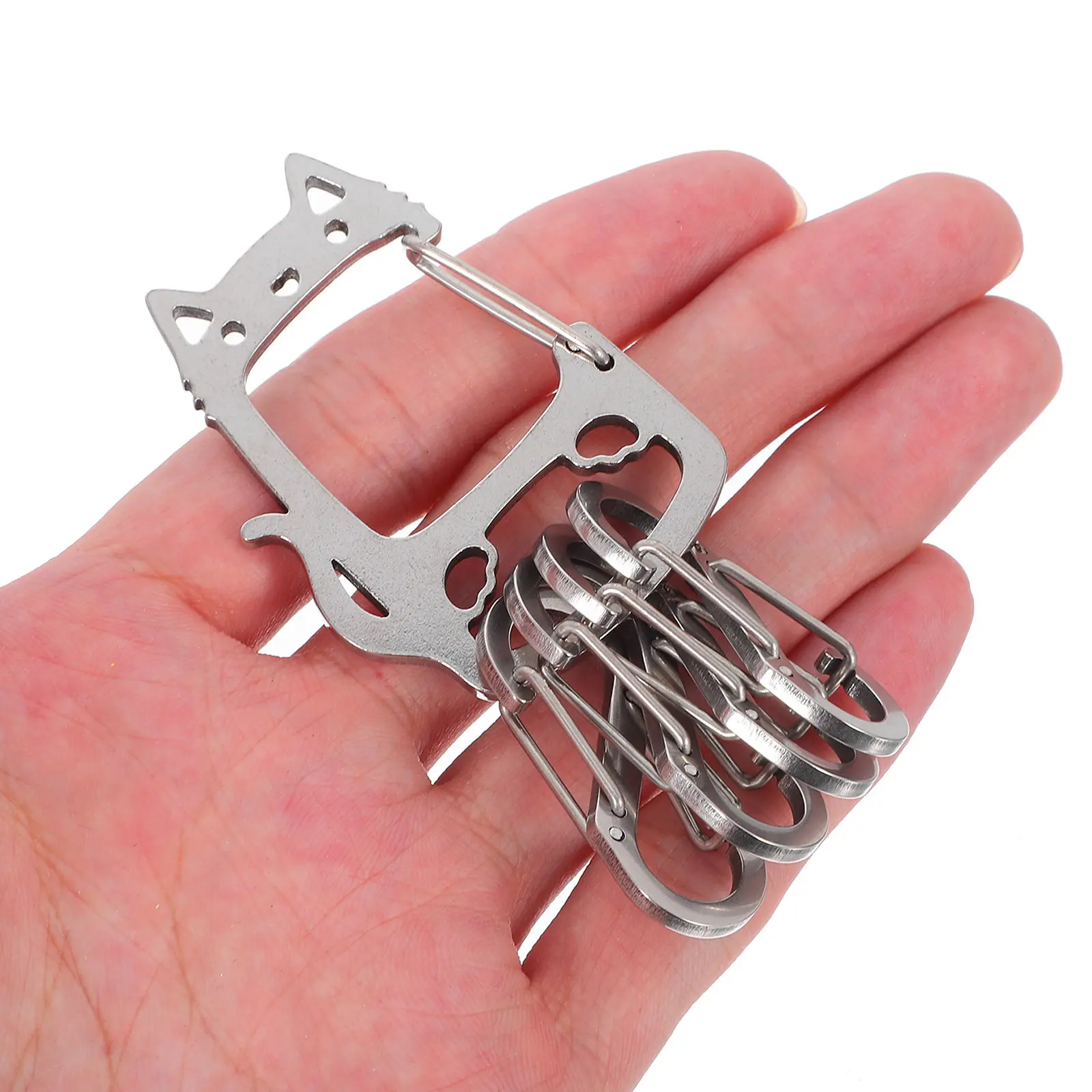 Kawaii Cat Keychain Metal Keychain with Quick Release Snap Hook Stainless Steel Animal Keyring for Backpack Purse Luggage