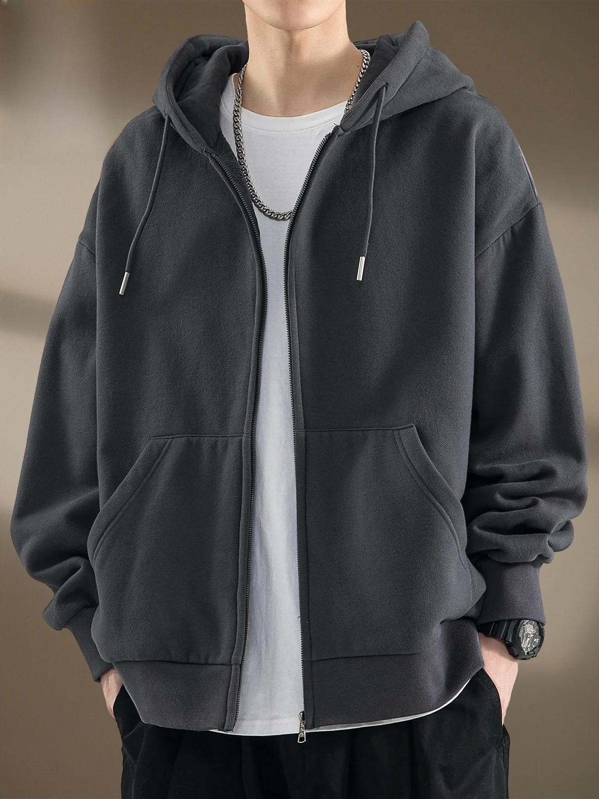 

Men's Hoodie Cardigan Casual American Sle Heavyweight Long Sve Zipper Closure Comfortable Cotton Polyester Blend