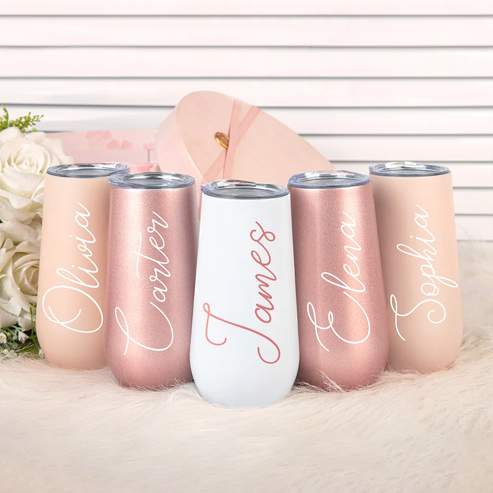 Personalized Champagne Flute Tumbler Bridal Shower Gifts Bridesmaid Proposal Gifts Wedding Tumbler Bachelorette Party Decor