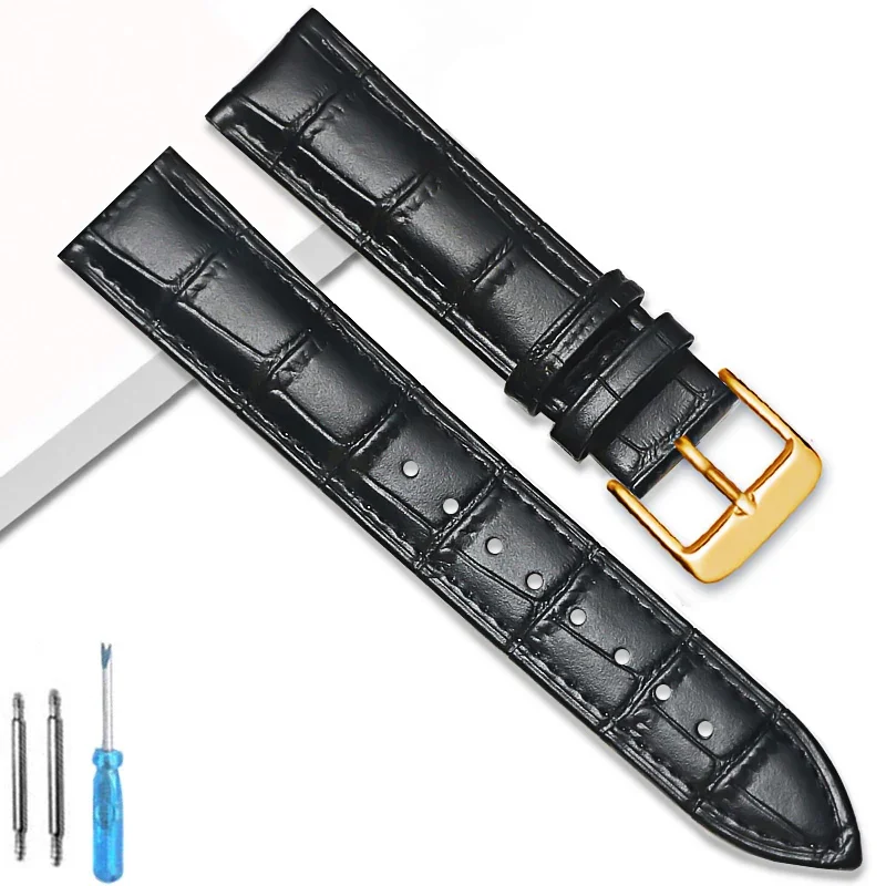 Skin Watch Band Strap 12mm 14mm 16mm 18mm 20mm 22mm 24mm WristBelt High Quality Genuine Leather black with tool