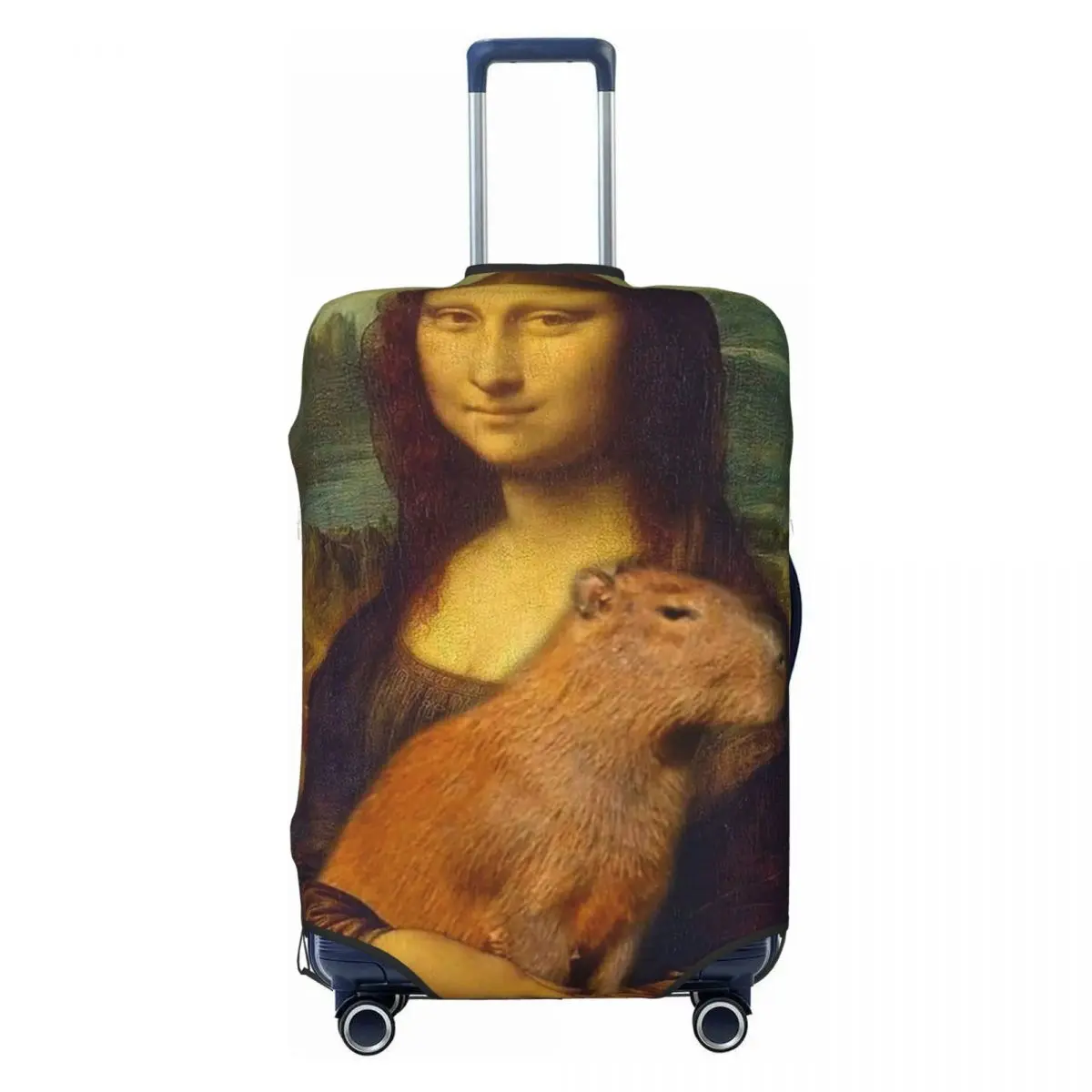 

Mona Lisa Carries Capybara Luggage Cover Elastic Travel Suitcase Protective Covers Fits 18-32 Inch