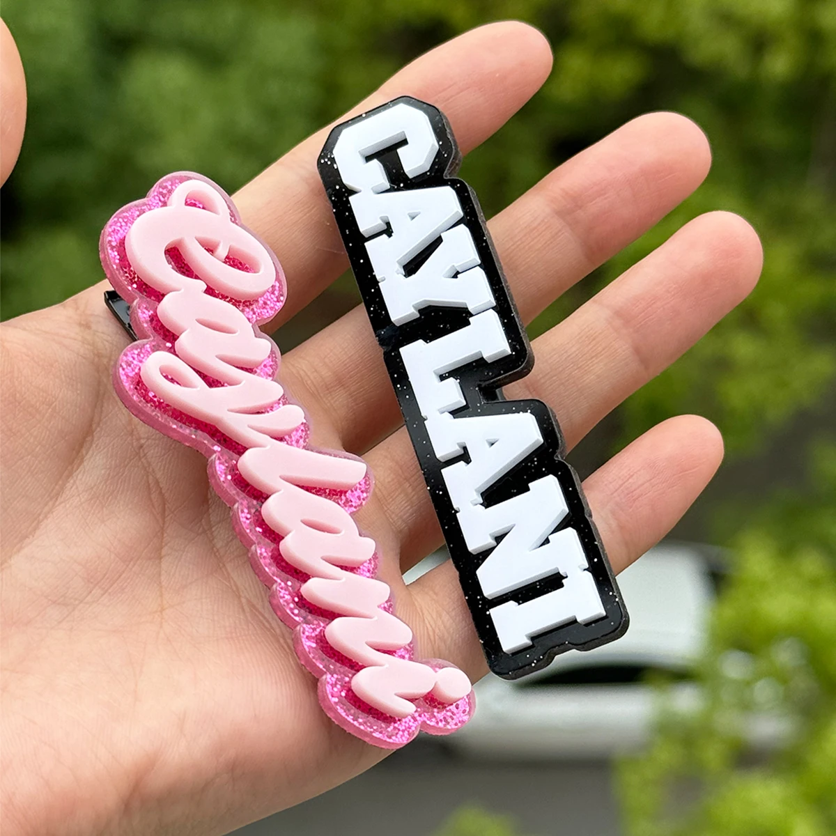 

Custom Name Acrylic Hair Pins Personalized Double Layer Nameplate Hairpin Memorial Anniversary Gift For Girls Jewelry