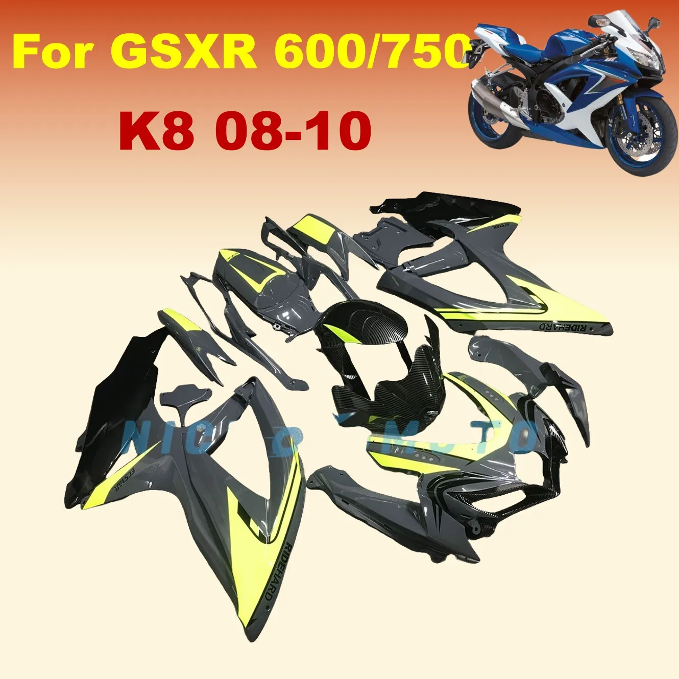 

GSX-R600 GSXR750 2008 2009 2010 K8 для SUZIKI Высококачественный корпус из АБС-пластика, комплект обтекателей для мотоцикла GSXR600 750 08-10