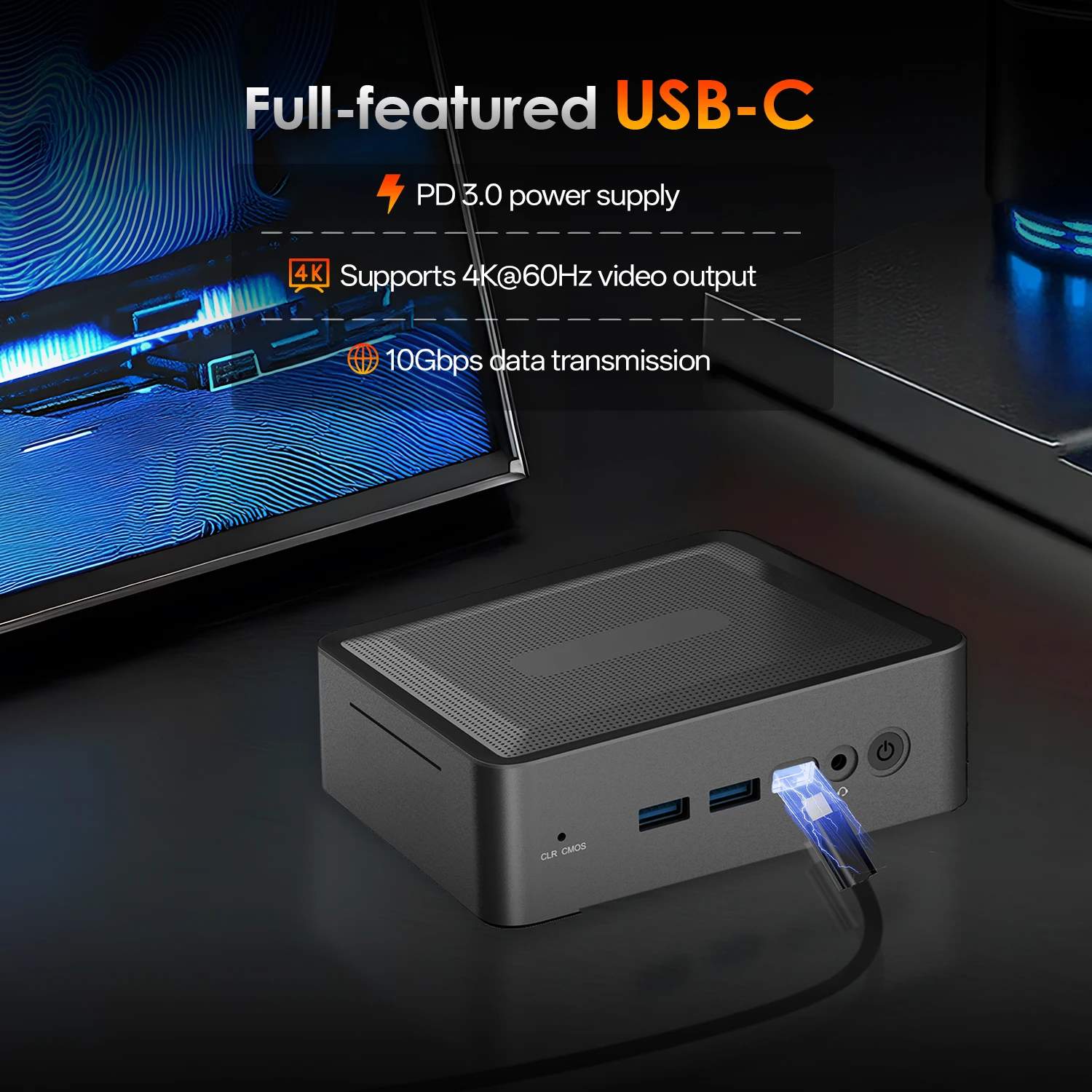 WUDUNG U58 ミニ PC AMD Ryzen7 5825U 4.5GHZ 16 グラム DDR4/512 グラム SSD WIFI6E BT5.2 サポート 3 スクリーン RJ45 2.5 グラム 1000 メートル Win 11 プロコンピュータ