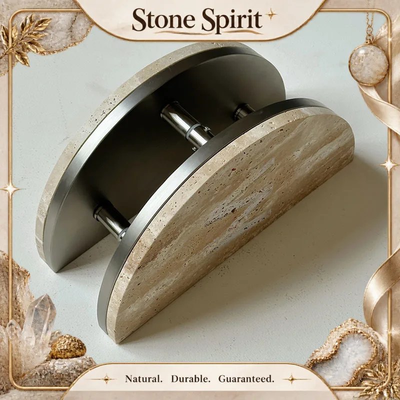 【Natural】Coffee Shop Clothing Store Hotel Home Natural Stone Travertine Door Handle Handles Customized Logo Decor Organizer
