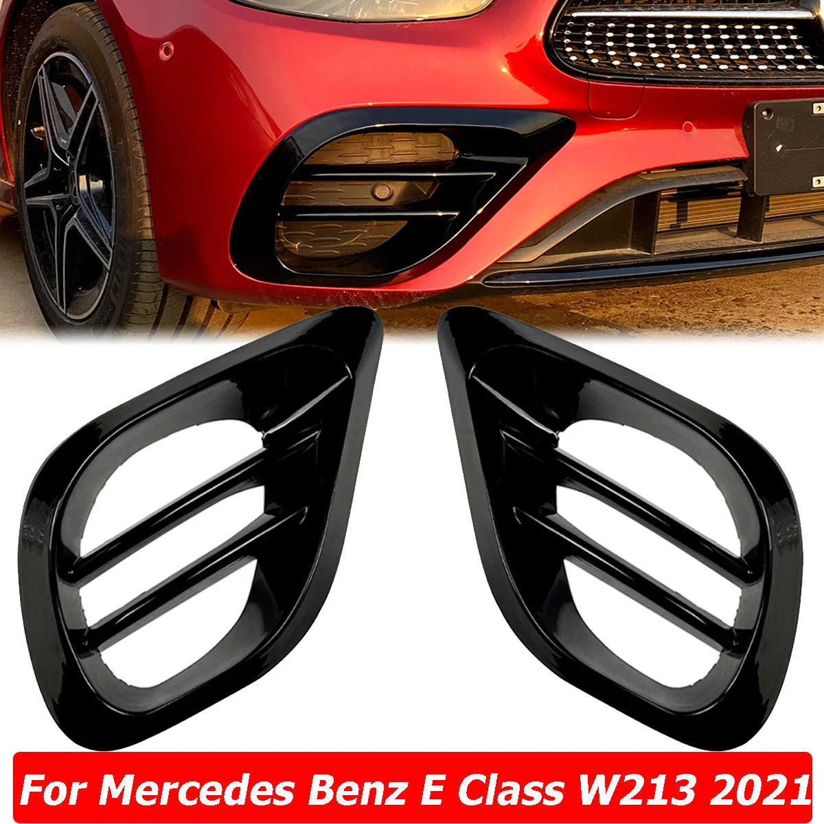 W213 Front Bumper Fog Lamp Grille Cover Trim Air Vent Grill Frame For Mercedes Benz E Class E200 E260 E300 2021 Car Accessories