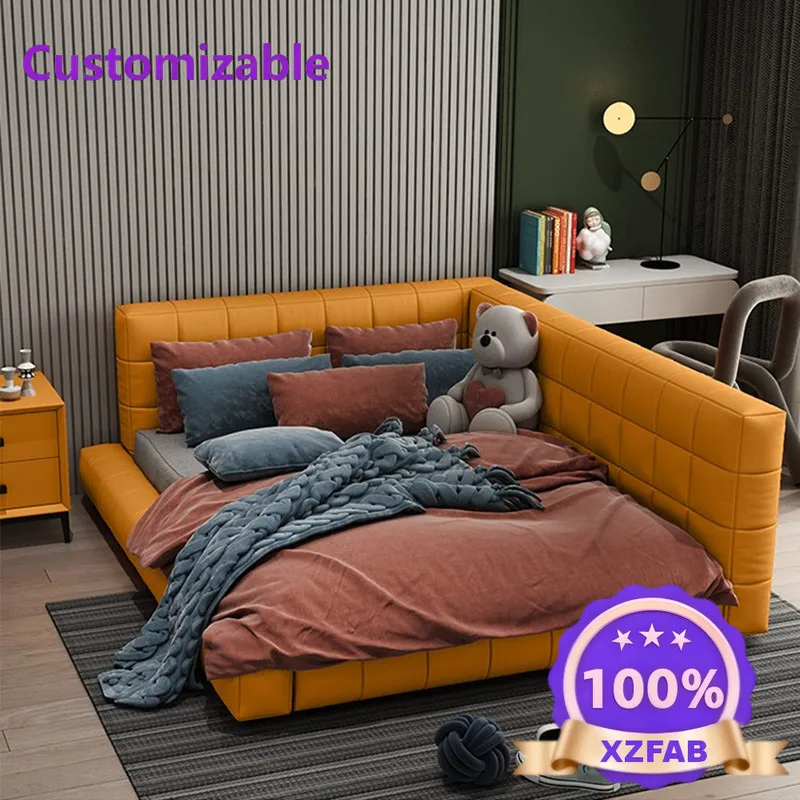 Factory Direct 2026 Indoor furniture single bed Girls leather bed 1.2 meters Children's room Second bedroom 1.5 meters Simple