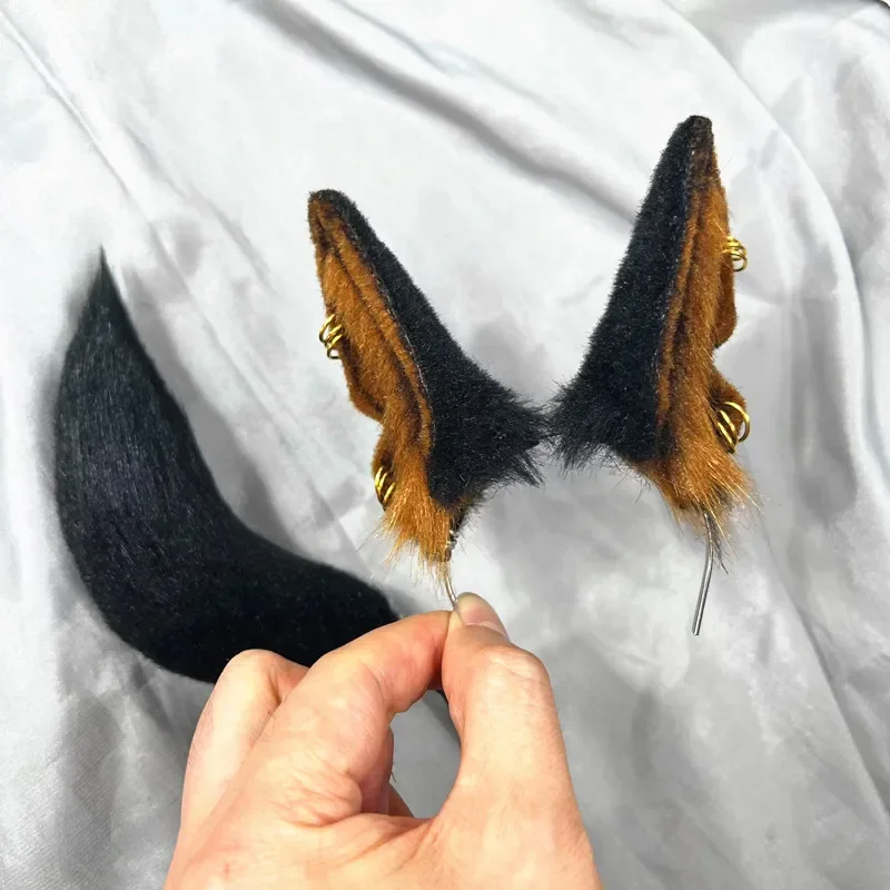 Handmade Halloween Headdress Anubis Ancient Egyptian Myth Mini 1/3 1/4 Doll Accessory Wolf Ear Beast Tail