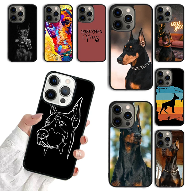 Cartoon Doberman Dog Phone Case For iPhone 16 15 14 13 12 Mini 11 Pro Max Plus X XS Max XR Cover Shell coque