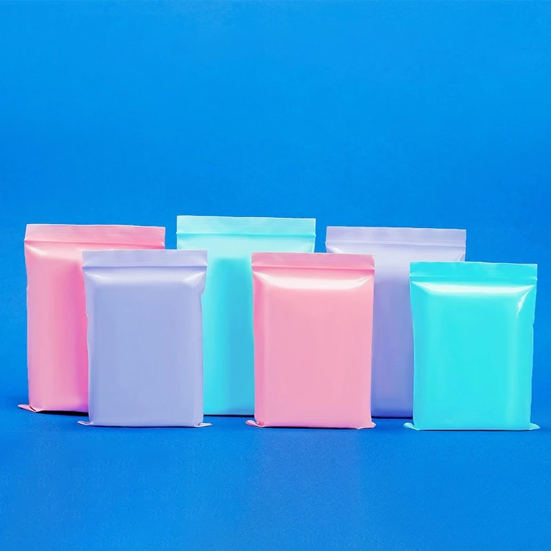 TETP Pink/Purple/Green Ziplock Bags Dustproof Sealed Gift Handmade Jewelry Packaging Decoration Transparent Pouches Thicken PE