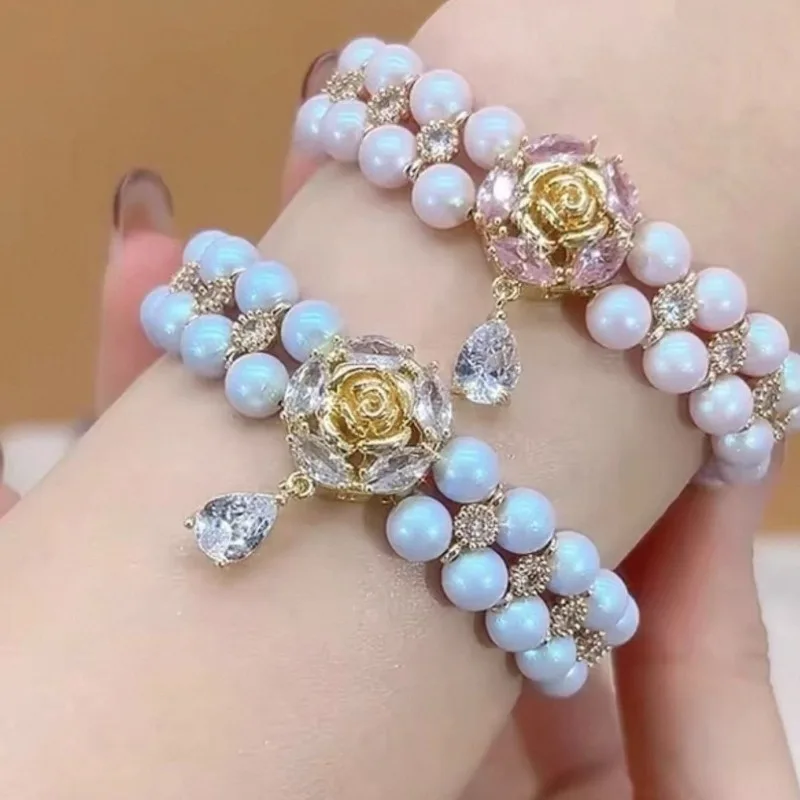 Crystal Rose Spacer Beads for DIY Jewelry Making Floral Loose Craft Granule Decorative Accessory Polished Blossom Component