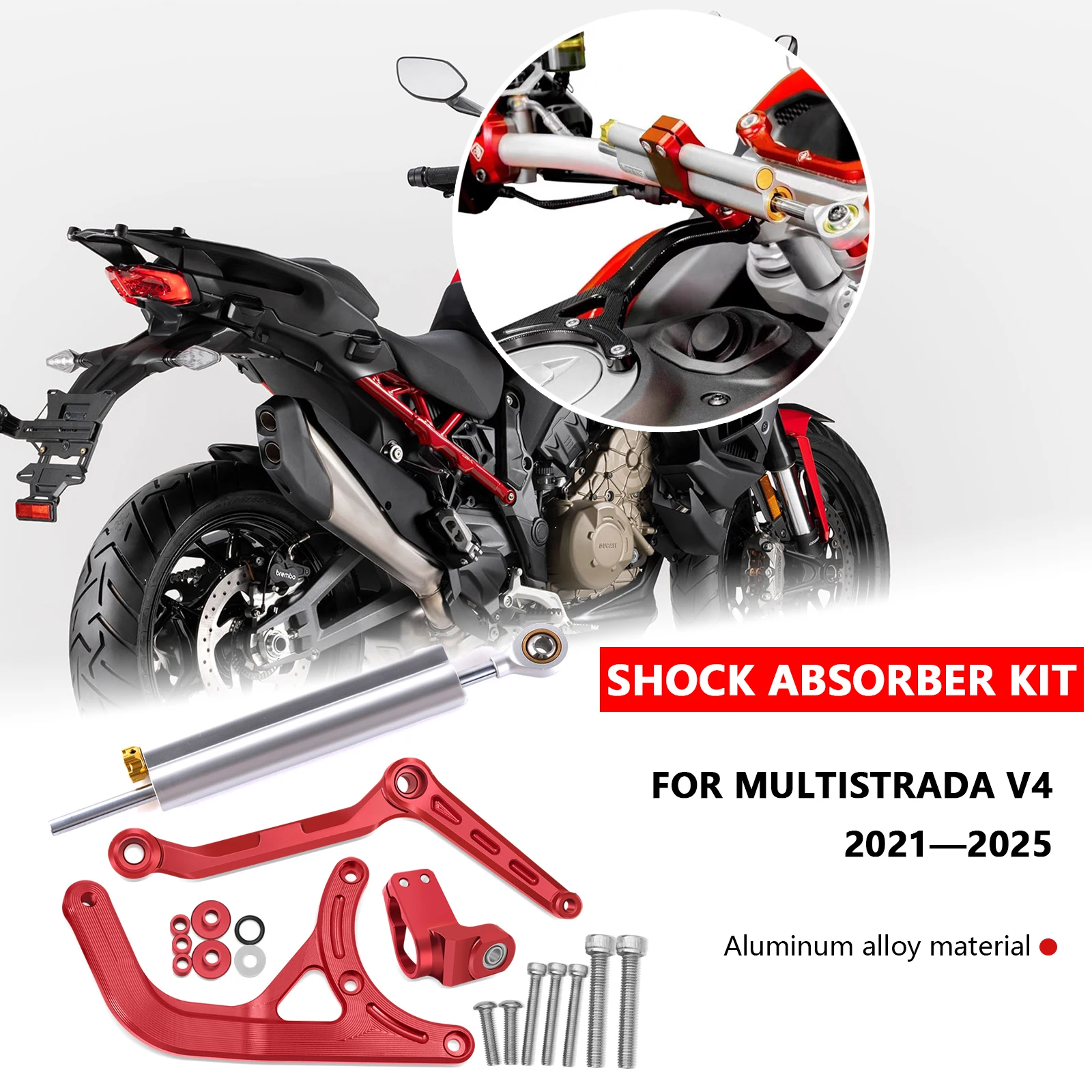 

Для Multistrada V4 S Pikes Peak RS 2021-2025 титановая линейка направления рулевого демпфера комплект кронштейнов аксессуары для демпфера мотоцикла