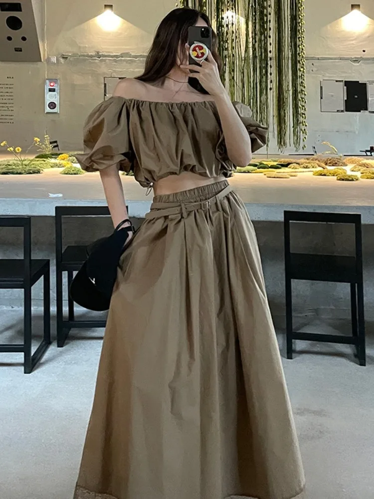 

Шикарный комплект из однотонной рубашки и юбки на завязках, женский летний модный ансамбль с новым дизайном, юбка средней длины, трендовый комплект