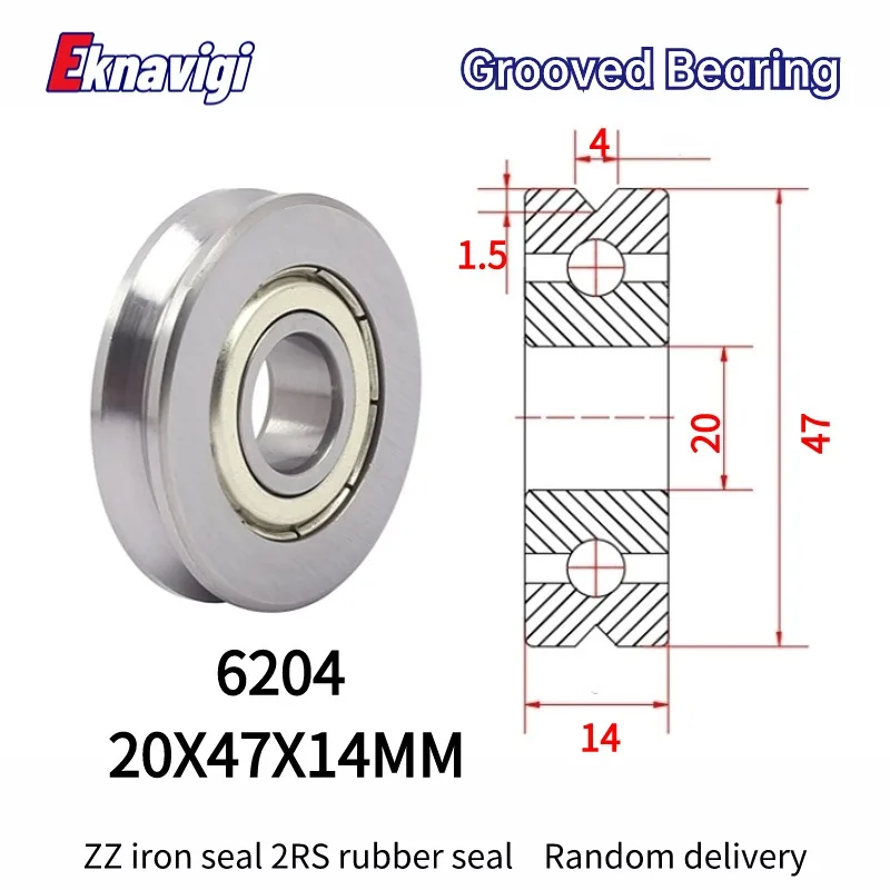 10PCS Straightening Mixed Wheel Over Line with Groove Bearing V 6204 20X47X14MM Pulley U Groove type