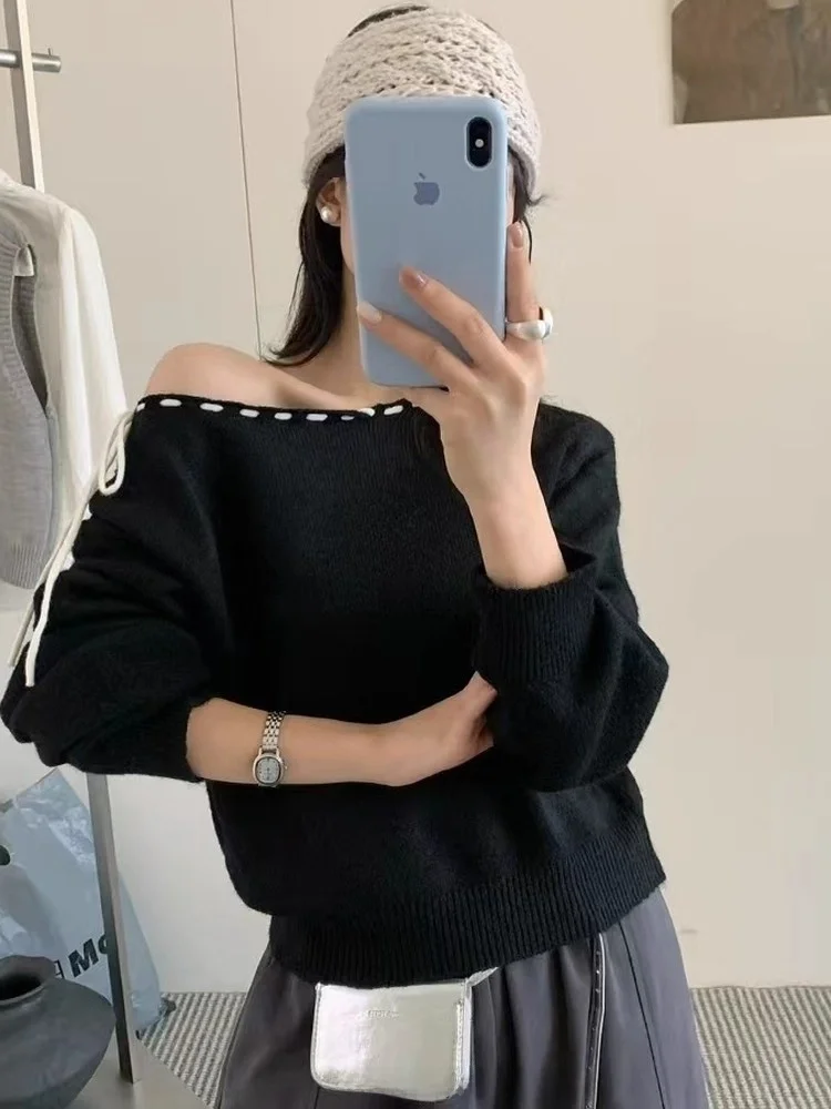 

Корейский вязаный свитер с длинным светом и поясом для женщин, осень-зима, мягкий уютный топ для подростков, средней школы