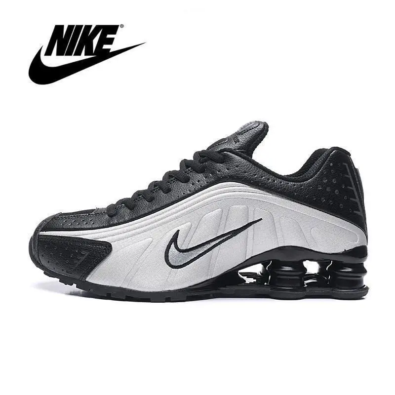 

Кроссовки Nike-SHOX R4 для мужчин и женщин, уличные спортивные беговые кроссовки, черные, серые, красные, 40-46