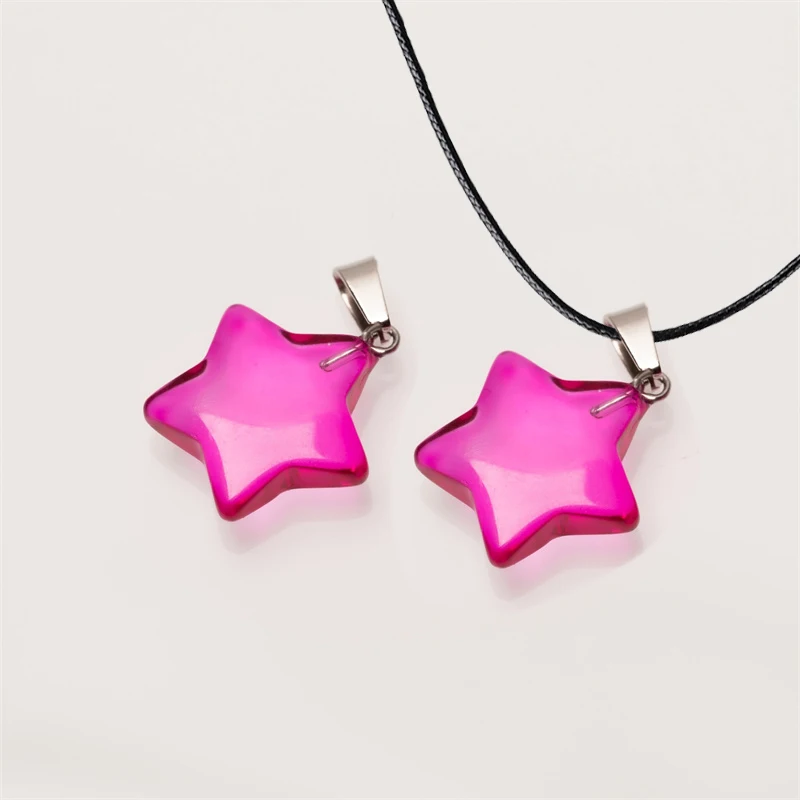 2023 Trend Neue Naturstein Hexagon Kristall Rosa Kristall Opal Stern Anhänger Halskette für Frauen Pendel Schmuck Geschenk – Detail 4
