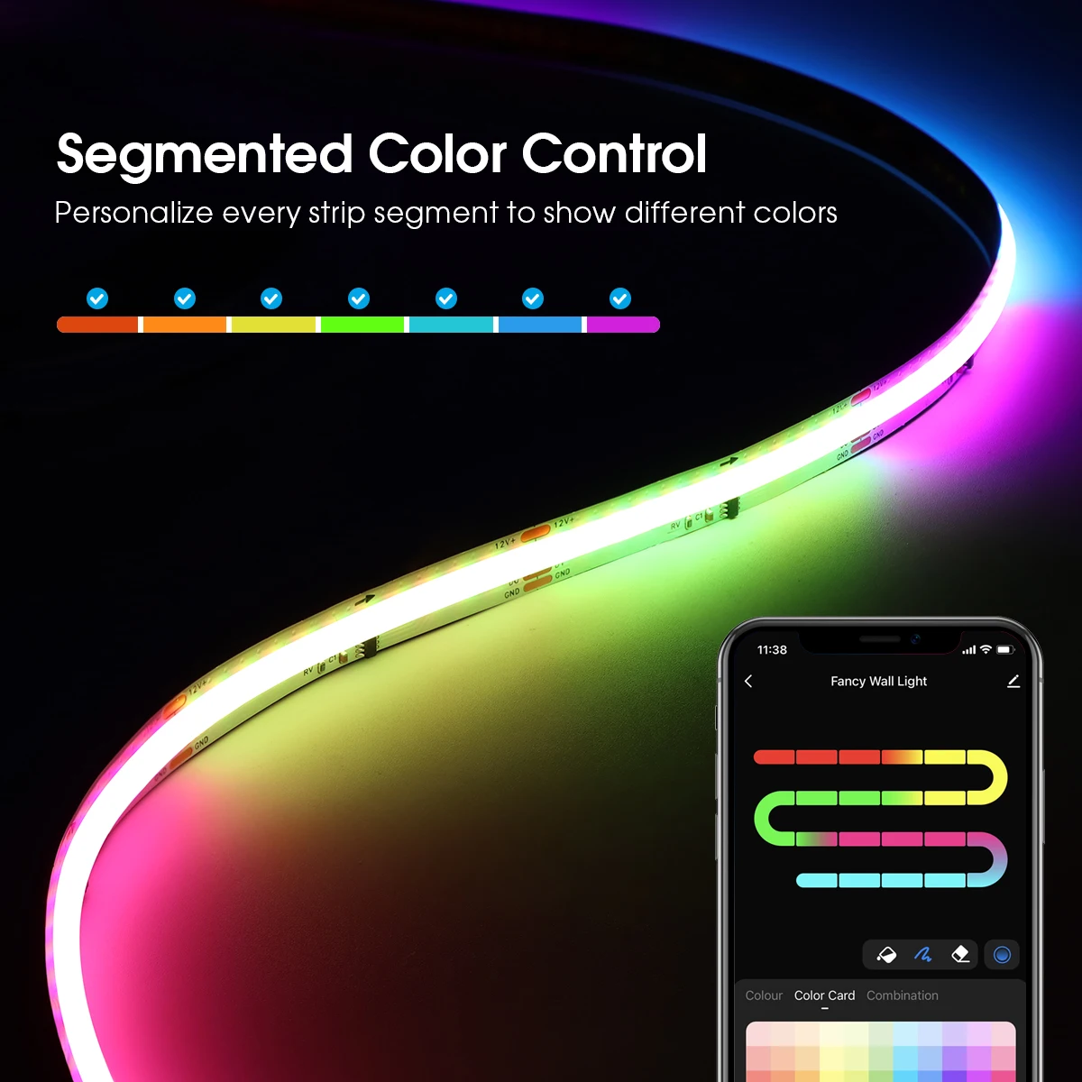 Tuya inteligentne Wifi RGBIC taśma LED 12V COB Neon taśma adresowalna WS2811 IC taśma RGB lampa dekoracyjna otoczenia dla Alexa Google Home