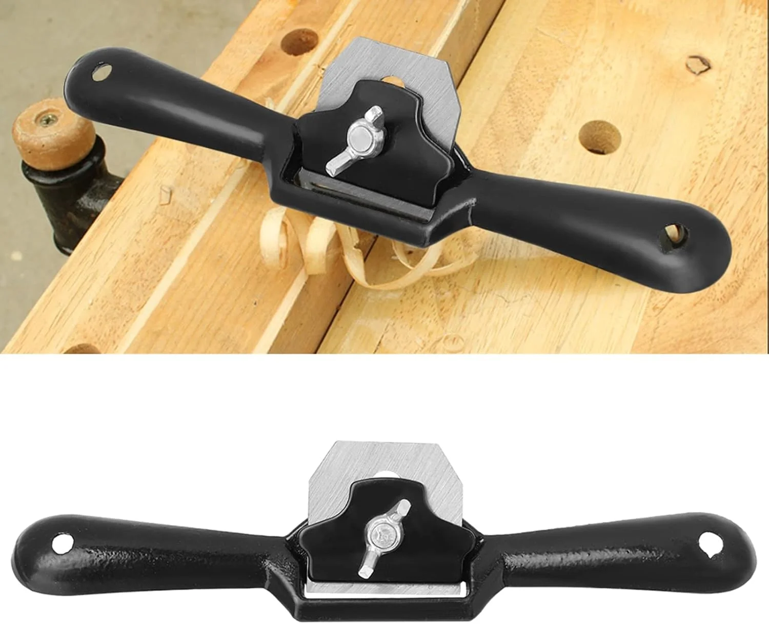 

Самолет Spokeshave Деревообработка Черный + Белый Регулировка высокой твердости Ручной инструмент для обрезки Изогнутый строгальный инструмент для строгания Круглый