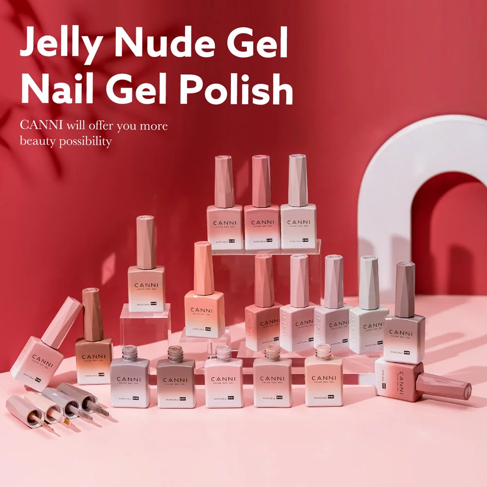 CANNI No TPO HEMA FREE Gel-Nagellack, 9 ml, französisches, durchscheinendes Gelee, Konsistenz, Soak Off UV-LED, semi-permanenter Gel-Rundpinsel – Detail 1