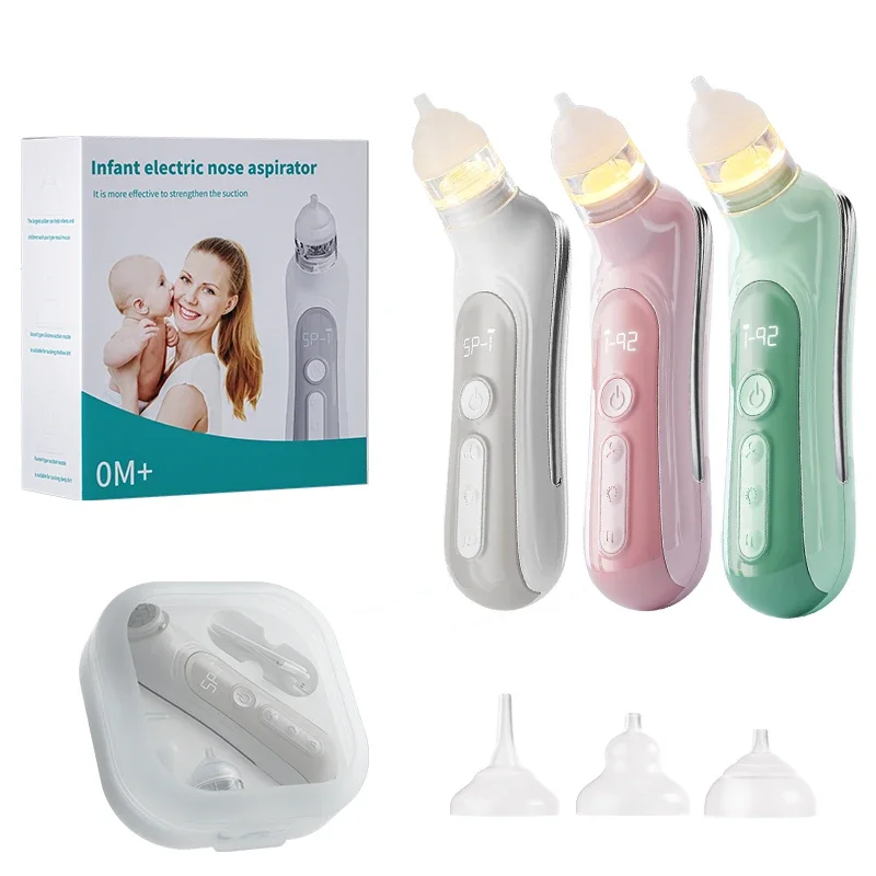 

Nose Suction Automatic Nose Cleaner with 3 Silicone Tips 3 Adjustable Suction Level, Music & Light Baby Nasal Aspirator Electric