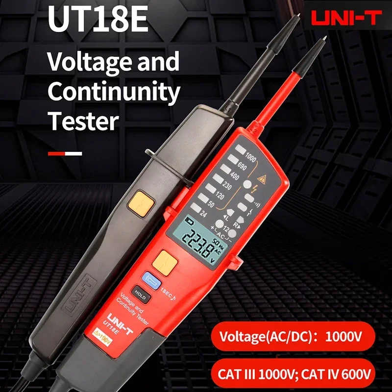 UNI-T 1000V AC DC Digital Voltmeter Continuity Tester Phase Sequence Test Voltage Indicator Frequency Meter LCD Display UT18S/B