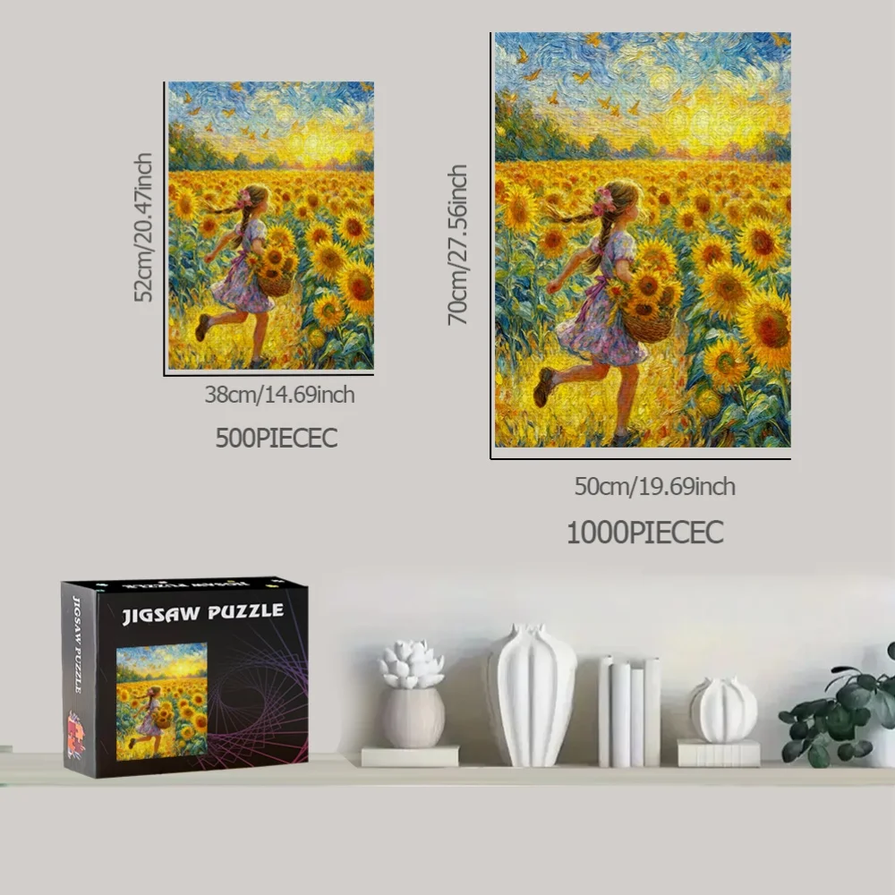 Zonnebloemveld Meisje Kunst Legpuzzel Volwassen Romantisch Thema Intellectueel Spel Thuis Vrije tijd Decoratief Puzzelspeelgoed