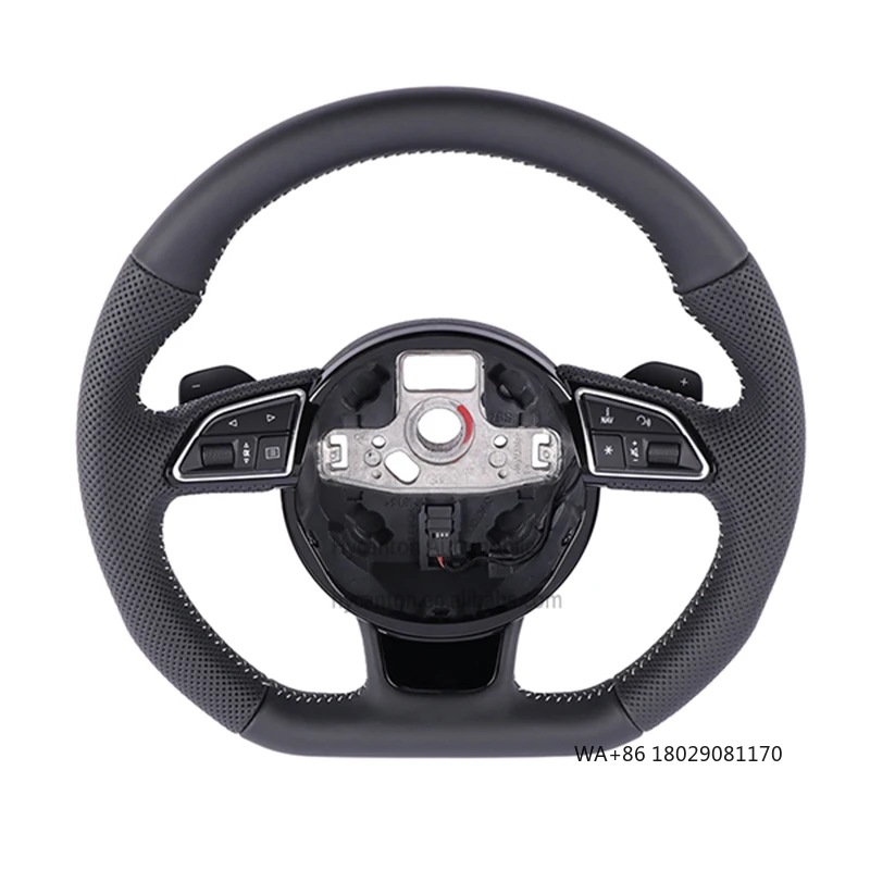 

Exquisite Craftsmanship Perforated Leather Flat Bottomed Steering Wheel for Audi A4 A4L A5 A6 A7 B8 Car Steering Wheel