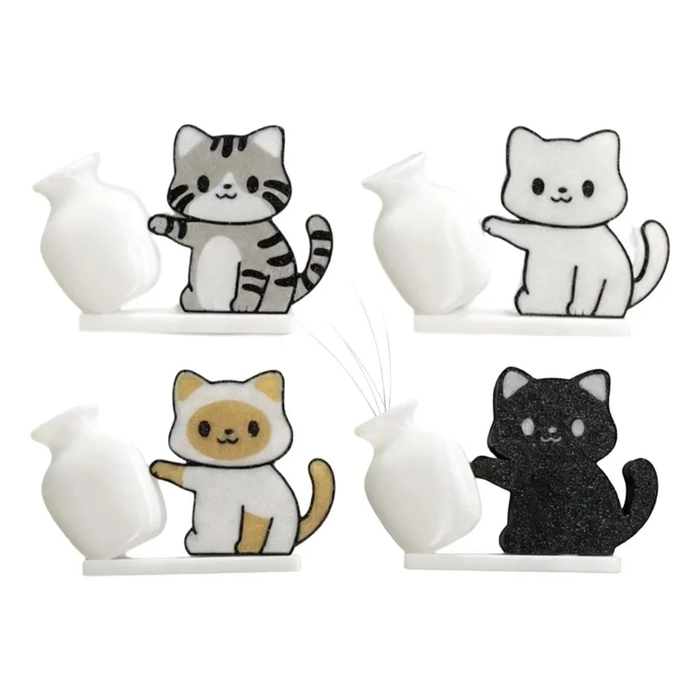 Acrylic Cat Whiskers Collection Ornaments Magnetic Cartoon Cat Hair Storage Memorial Box Cat Pushing Vase Decor