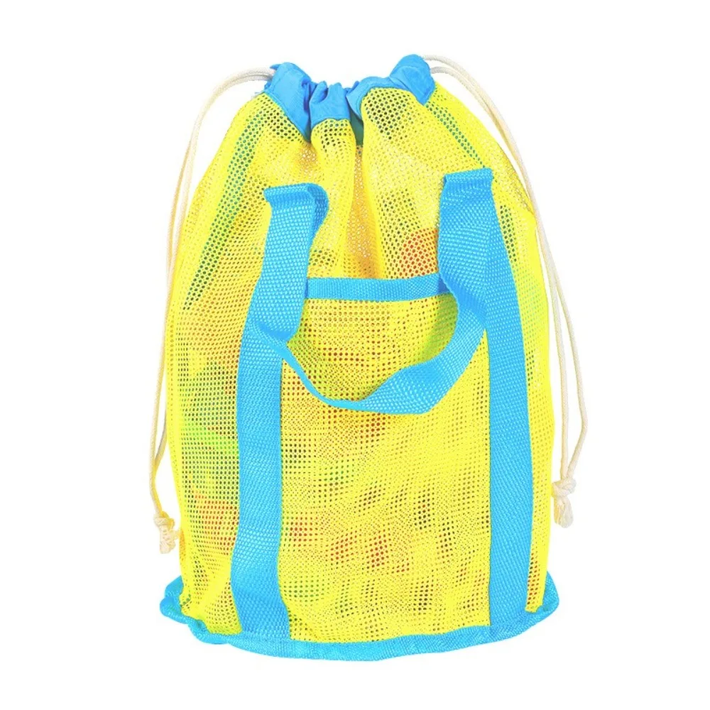 

Simple Drawstring Mesh Toiletries Bag Handheld Basket Beach Storage Bag Swimming Bag Tote Bag Organizer Outdoor