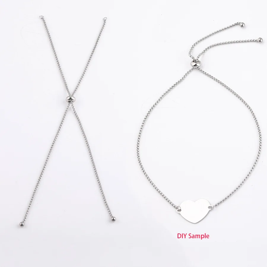 5pcs/lot Stainless Steel 60cm Long Box Chain Two Loops Connectors for DIY Making Necklace Jewelry Slide Extender Accessories