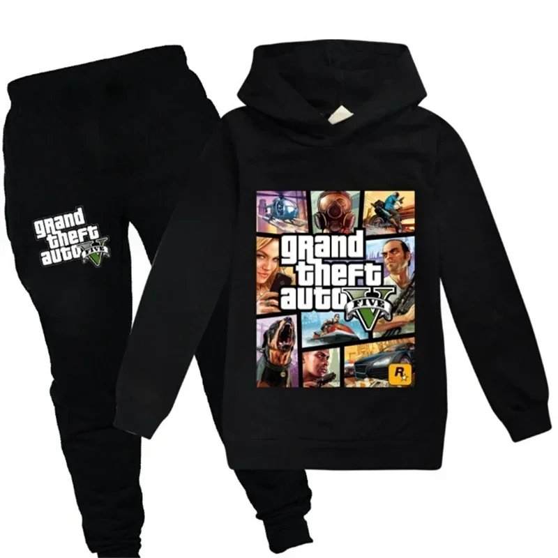 Grand Theft Auto V GTA 5 bambini Pullover vestiti felpe + pantaloni 2 pezzi set ragazzi Cartoon bambini bambino abbigliamento ragazze abiti