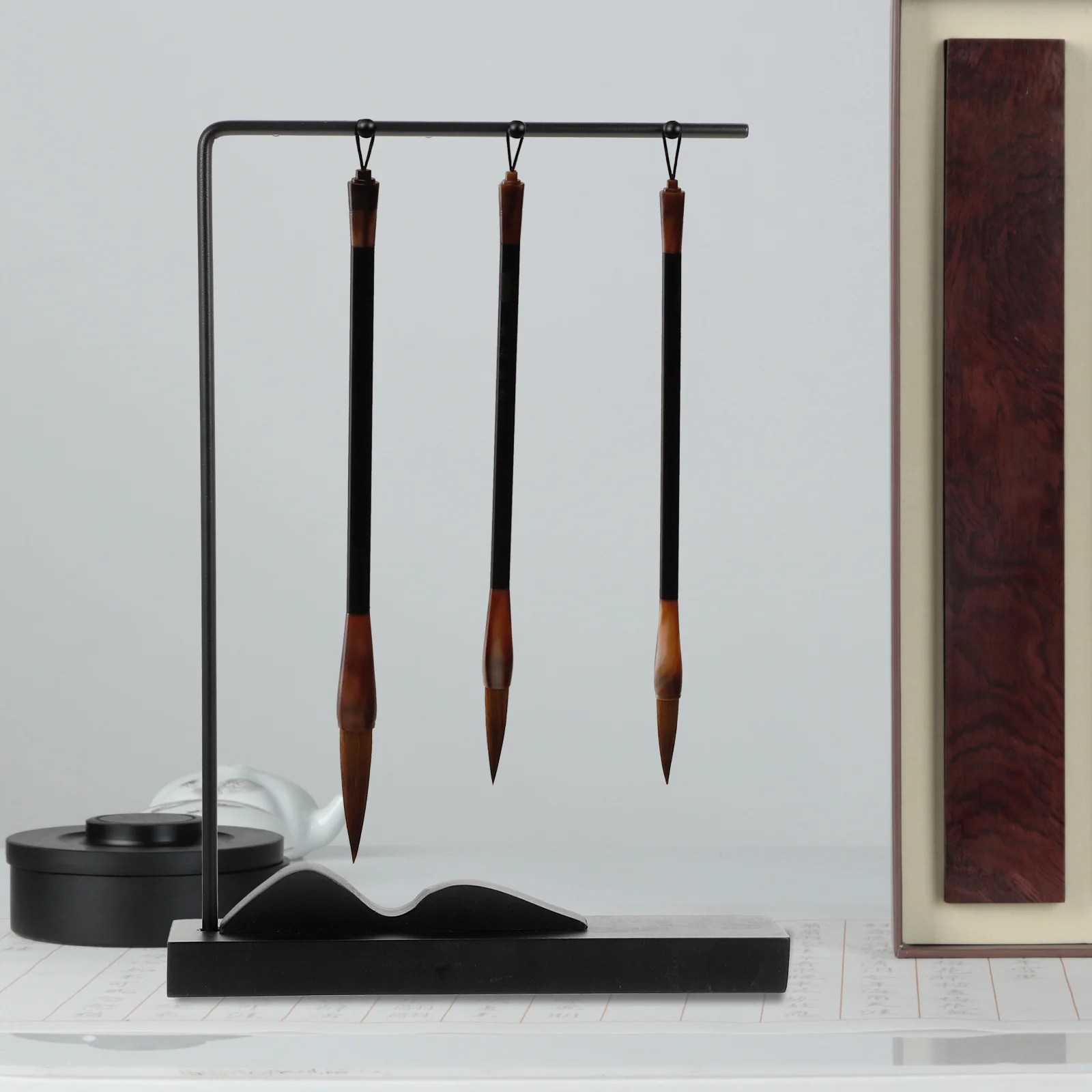 Iron Pen Holder Heavy Duty Chinese Calligraphy Brush Rack Multi Functional Display Stand For Writing Brush Storage Office