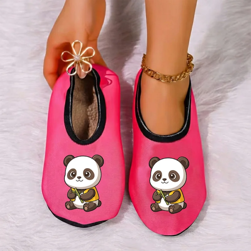 

Four season wearable couple cartoon bird print with thin velvet lining, breathable, high elasticity, anti slip floor slippers