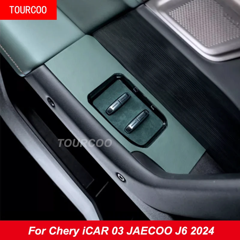 For Chery iCAR 03 JAECOO J6 2024 Door Glass Lifting Panel Leather Suede Protection Sticker Alcantara Accessories