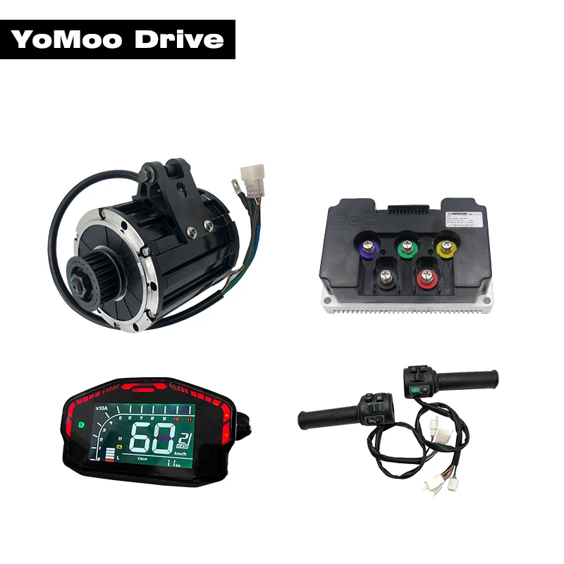 QS120 2KW Mid Drive Motor Kits with Fardriver ND72450 Controller DKD Display and T08 Throttle For Electric Bicycle