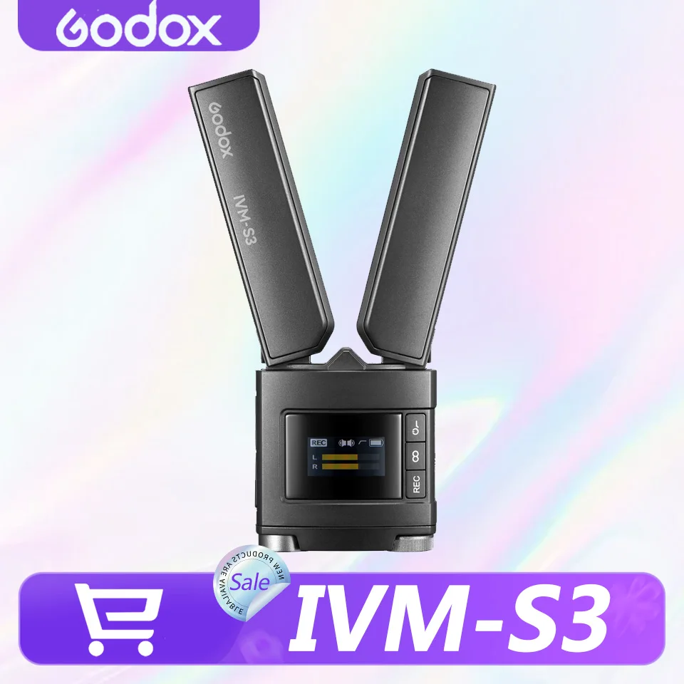 

Godox IVM-S3 Stereo Cold Shoe Mount Adjustable Dual-Cardioid Microphone with 1-Click Low Cut 10 Stepless Gain Control Mic