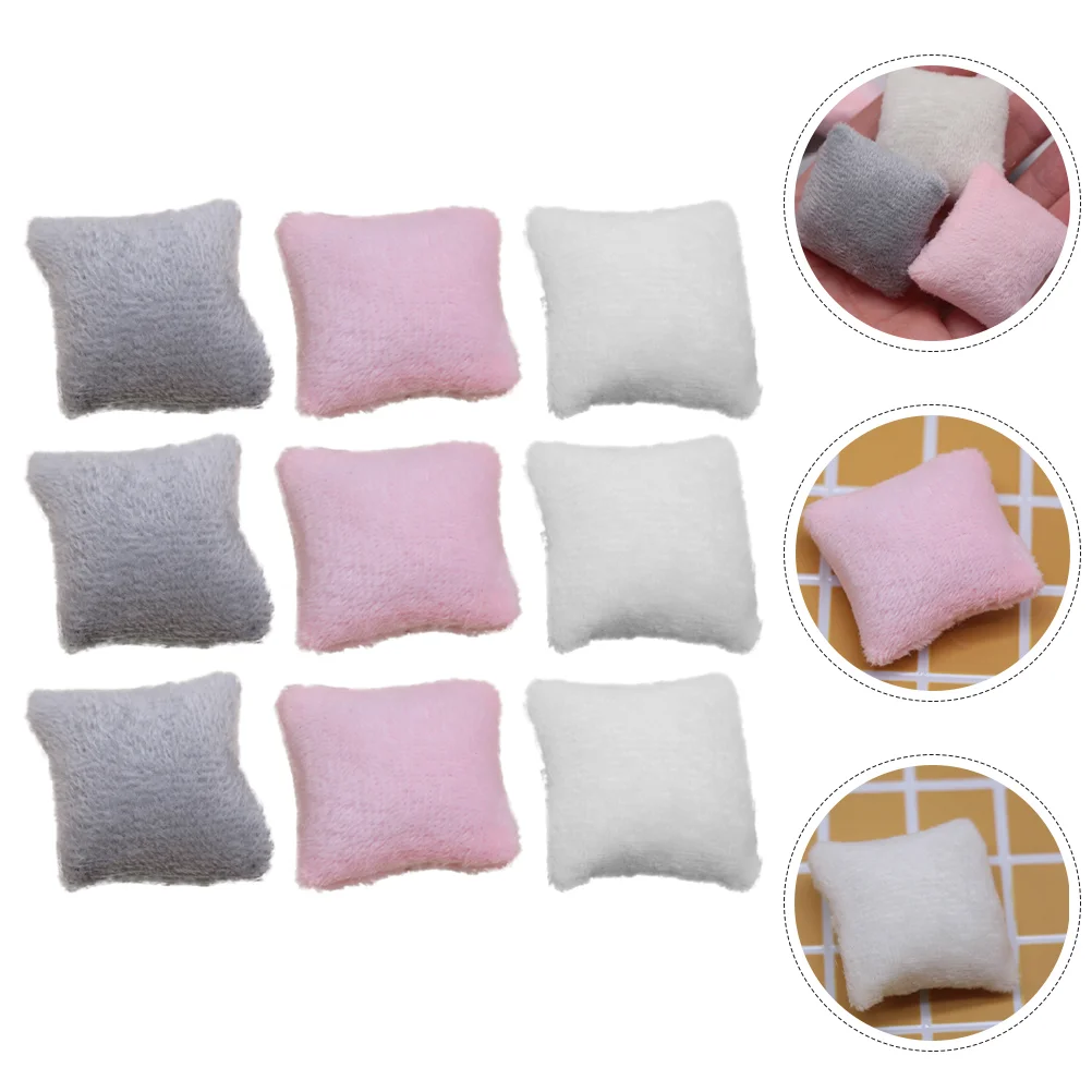 

9 Pcs Mini House Pillow Dollhouse Miniature Decorative Throw Pillows Model Fake Couch Bed Cute