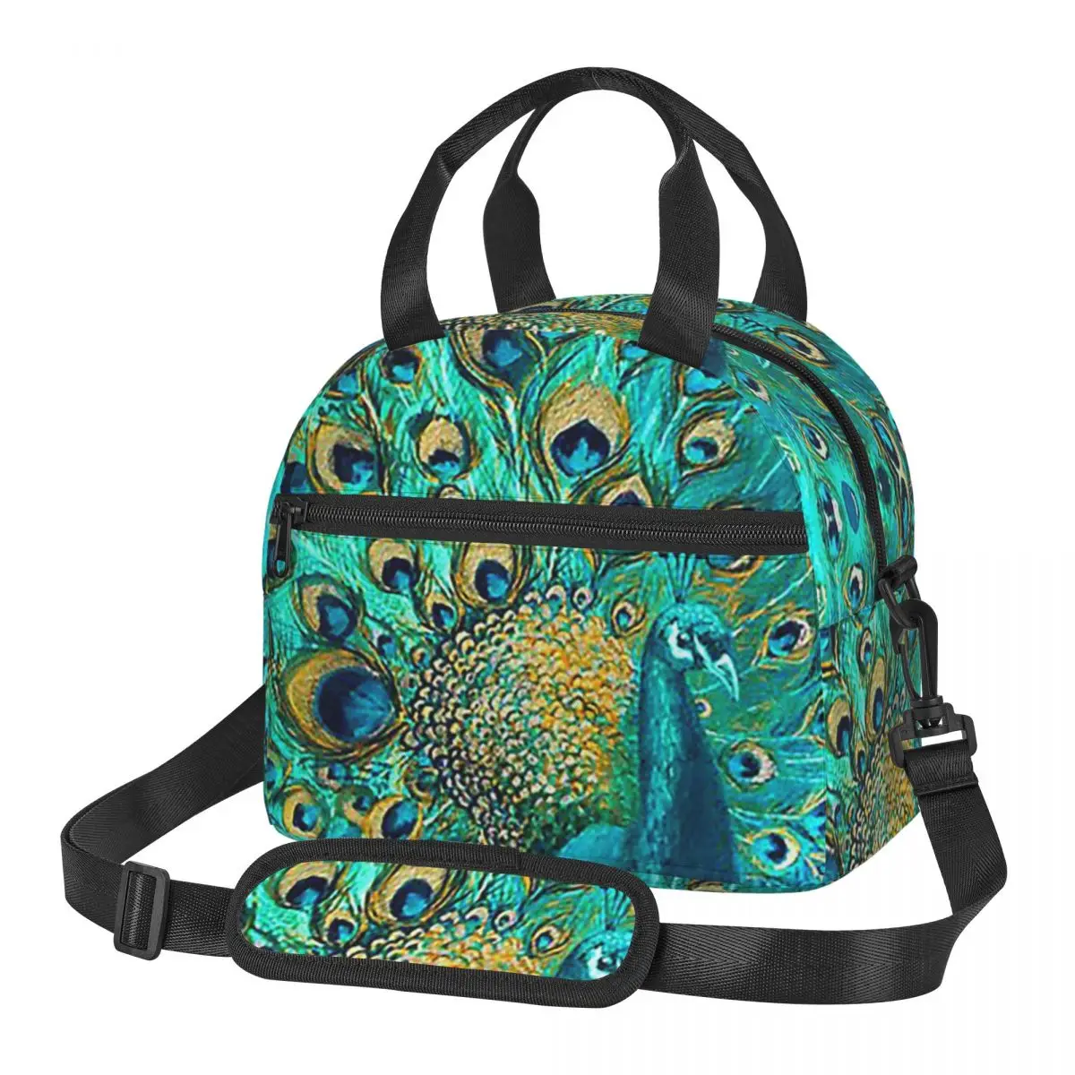 

Сумки для обеда с павлиньими перьями, изолированная коробка для бенто, многоразовая сумка для обеда, сумки для пикника, термосумка для женщин и детей