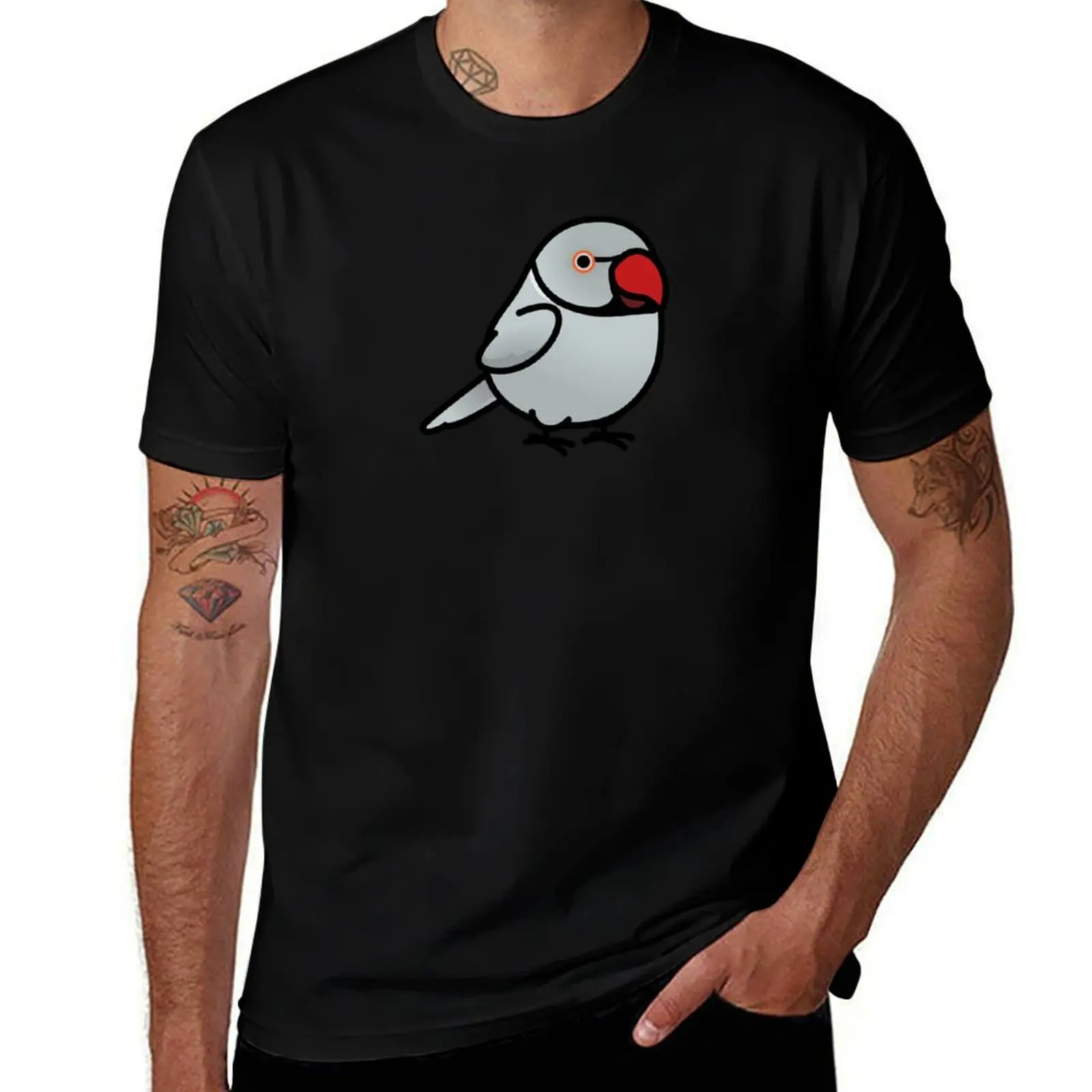 Chubby Gray Indian Ringneck Parakeet T-Shirt blacks vintage korean fashion summer tops heavyweight t shirts for men